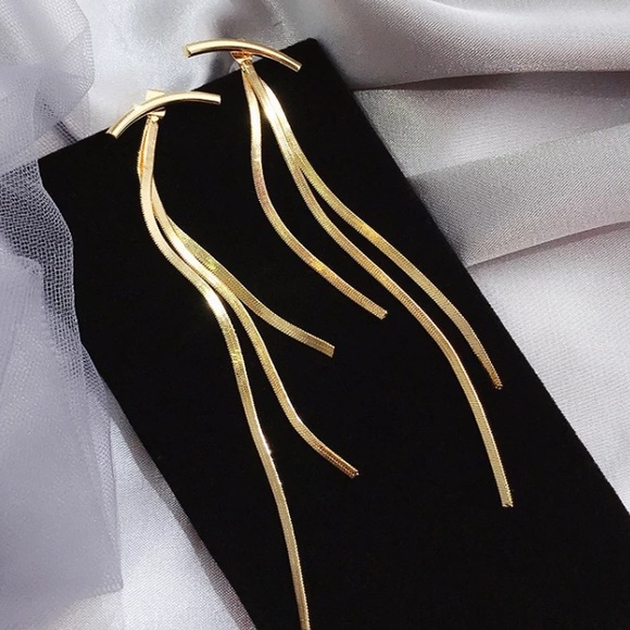 18K gold plated long tassel earrings - Picture 3 of 3